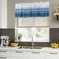 thumbnail image 5 of Haze Blue White Ombre Valances for Windows, Decorative Rod Pocket Window Valance Curtains, Vintage Gradient Striped Aesthetics Short Curtain Drapes for Kitchen/Living Room, 2 Panels, 42" W x 12" L, 5 of 8