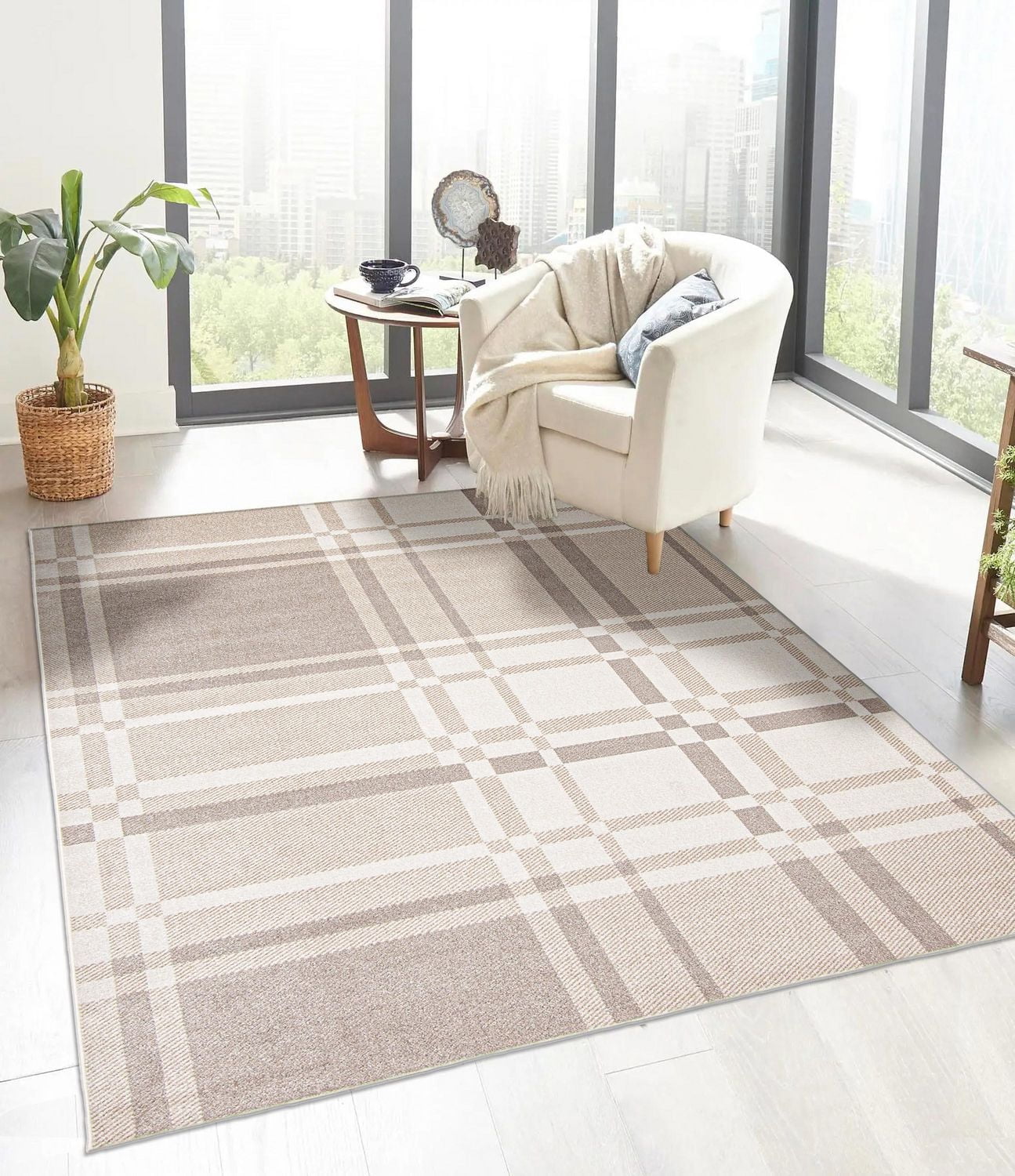 ECARPET Washable Plaid Area Rug & Runner for Kitchen, Bedside, Living Room, Hallway