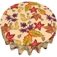thumbnail image 3 of Leaf Fall Tablecloth Round 60 Inch Thanksgiving Tablecloth Circular Waterproof Maple Leaf Tablecloth Cloths Washable Polyester Tabletop Runner for Kitchen Party Picnic Dining Decor, 3 of 6