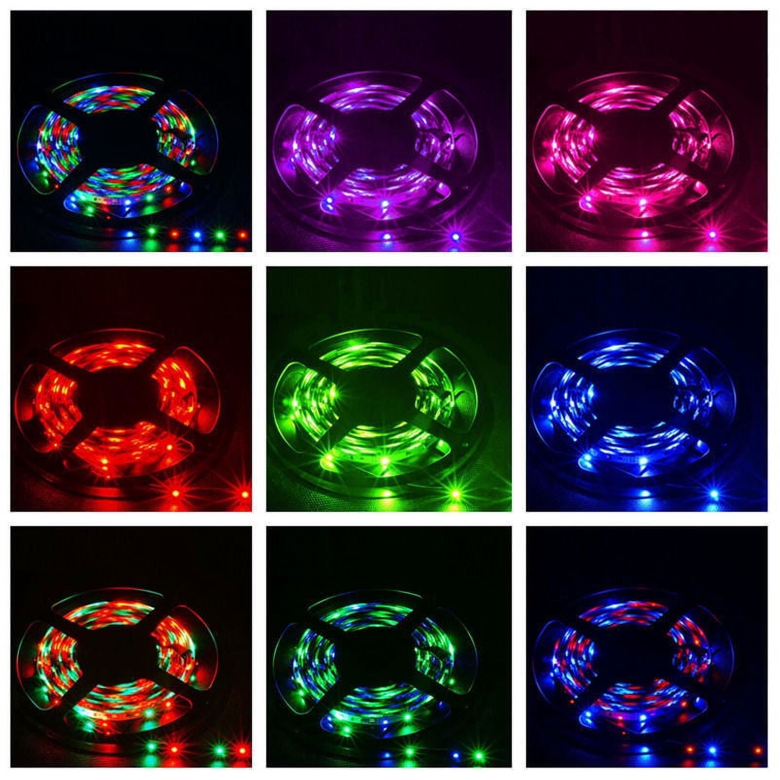 4 Packs 5M RGB 3528 300 LED Flexible Light Strip with 44 Key IR Remote Controller, 12V Low Voltage Color Changing LED Tape Lights for Home Decor, Bedroom, Party