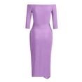 thumbnail image 5 of Sngxgn Women's A Line Midi Dress Straps V Neck Slit Party Slip Dress(Purple,XXXXL), 5 of 5