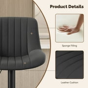 Daluvenix Adjustable Bar Stools Set of 2, Swivel Kitchen Bar Chairs with Back, Modern Tech Fabric Island Chairs for Home Kitchen, Black