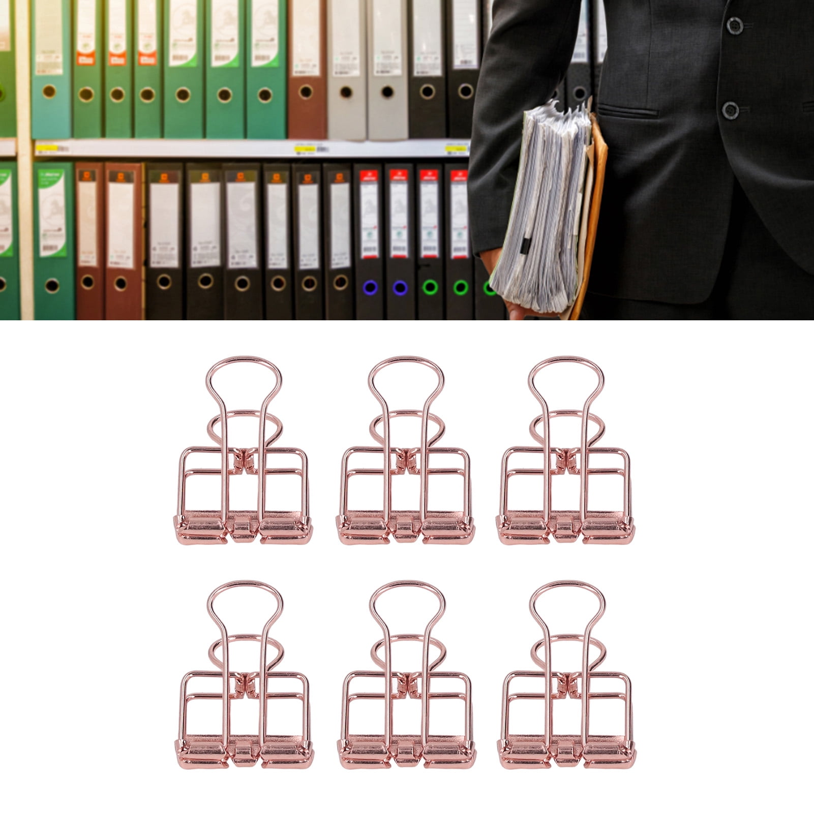 Yajisi 80-Piece 19mm (0.75 in) Small Metal Hollow Binder Clips Strong Clamping Paper Clamps, Rose Gold