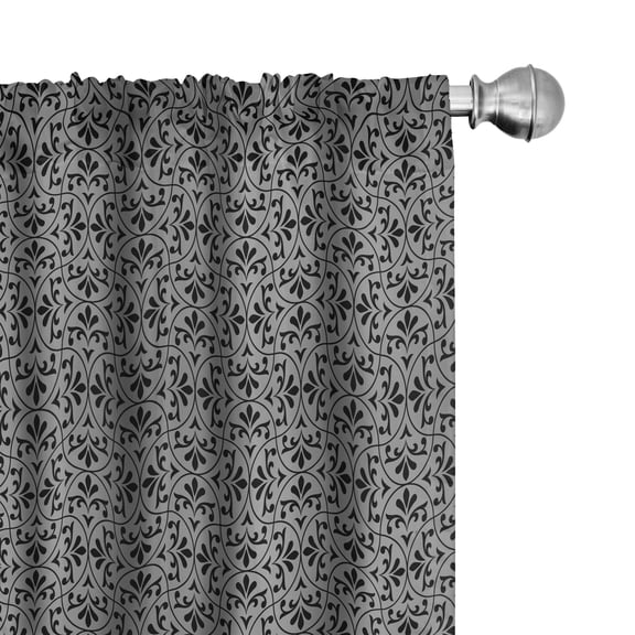 Ambesonne Royal Curtains, Biolored Floral Ornament Art, Pair of 28"x95", Charcoal Grey and Eggshell