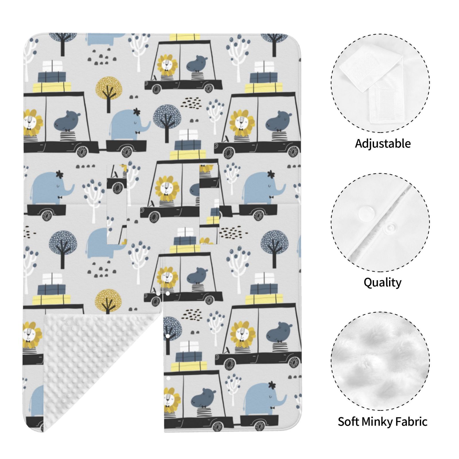 Car Seat Cover Baby - Lion Hippo Elephant On The Car Breathable Infant Car Seat Cover for Baby Carseat, Lightweight Comfort Baby Essentials Must Haves Newborn Stuff for Girl Boy