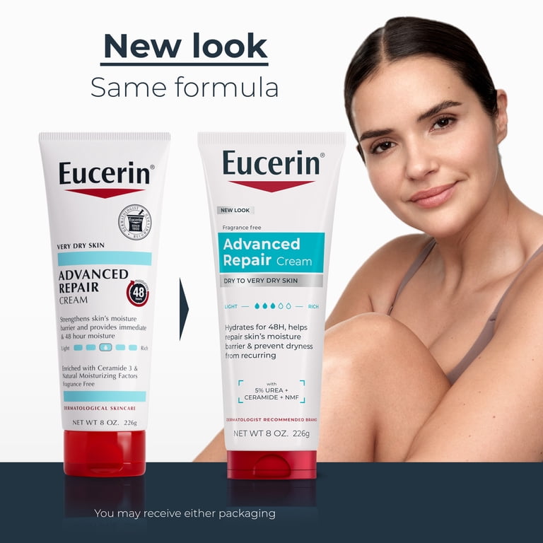 Eucerin Advanced Repair Body Cream, Fragrance Free, Dry Skin Moisturizer, 8  oz Tube