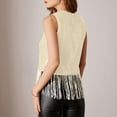 thumbnail image 5 of Sevevn Women's New Solid Color Crew Neck Pullover Sequin Fringe Casual Top Great Gifts for Less Beige L, 5 of 9