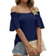 thumbnail image 1 of Camisa de viaje para mujer camiseta informal con cuello en V a la moda para ir de compras (azul marino S) FLhrweasw Para estrenar, 1 of 7