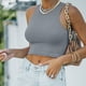 thumbnail image 5 of Túnica camisetas sin mangas para las mujeres Mujeres Sexy sin mangas de cuello Racerback recortadas Tank Tops Trendy Cute Teen Girls Neck Crop Tops Chaleco (BU1, XL), 5 of 7
