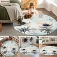 thumbnail image 5 of Round Rug 7Ft Washable Non-Slip, Teal Spring Floral Circle Area Rugs for Living Room Bedroom, Vintage Botanical Summer Flowers Indoor Floor Mats Carpet Runner for Home Decor Aesthetic, 5 of 8
