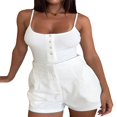 thumbnail image 2 of PENGXIANG Women‘s Summer Skinny Sling Vest Solid Color Sleeveless Backless Ribbed Button Tops, 2 of 6