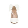 thumbnail image 6 of BLISSFUL STEP Women's Pointed Toe Bow Decor Stiletto Heel Pumps White 6.5, 6 of 7