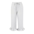 thumbnail image 4 of TRUBKH Women Linen Pants Loose Pants for Women's Sweatpants Gaucho Pant Tapered Pants Palazzo Pants Fashion Drawstring Lightweight Linen Cotton Blend Pants Vacation Beach Trousers White XL, 4 of 4