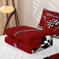thumbnail image 5 of Erosebridal Classic Red Racing Flag Zipper Twin Comforter Sets with Fitted Sheet and 2 Pillowcases,Modern Geometric Checkered Zipper Bedding Set For Boys,Reversible,4-Piece, 5 of 7