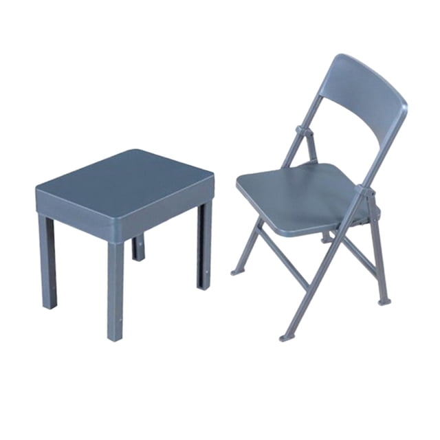 segolike Collection Miniature Table Chaise 1:12e Ensemble de Meubles Table Chaise Soldat 6 Pouces Gris Foncé