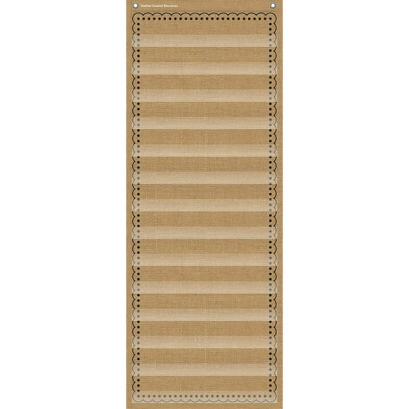 Teacher Created Resources 14-Pocket Pocket Chart, Burlap Design, 13" x 34"