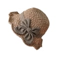 thumbnail image 2 of Beach Bucket Hat for Women Ladies Wide Brim Summer Straw Sun Hat UPF50+ Foldable Travel Cap UV Sun Protection Hat with Ruffled Bow, 2 of 6