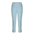 thumbnail image 3 of Cropped Pants Women Summer Casual Capri Leggings Floral Print Stretchy Knee Length Capris Lounge Travel Pants Yoga Pants Slim Fit, 3 of 6