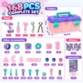 thumbnail image 5 of JoyStone 168PCS Kids Tool Set with Electric Drill, DIY Construction Building Kit with Storage Toolbox, STEM Building Toy, Birthday Gift for Girls Ages 3+, Pink, 5 of 14