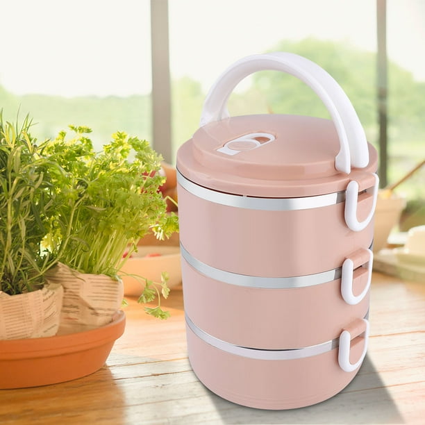 Mgaxyff Stainless Steel 3Layer Thermal Lunch Box Stackable Leakproof