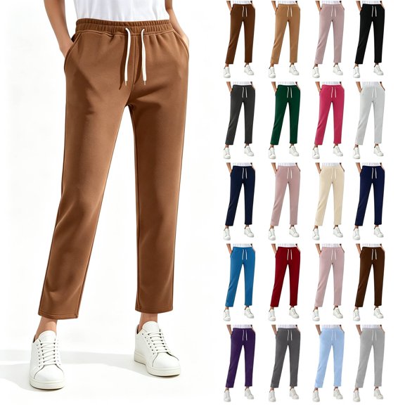 UKHCCC Women's High Waist Sweatpants Drawstring Elastic Waist Casual Joggers Straight Leg Athletic Pants with Pockets S-4XL