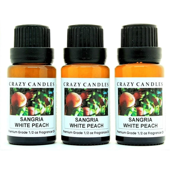 Sangria White Peach 3 Bottles 1/2 fl oz Each 15ml Premium Grade Scented Fragrance Oil by Crazy Candles Made in USA