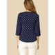 thumbnail image 5 of Blusa de oficina vintage Allegra K con botones de manga 3/4 y lunares Azul oscuro L, 5 of 6