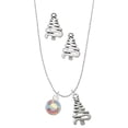 thumbnail image 1 of Delight Jewelry 10mm Clear AB Crystal Drop Silver tone Zig Zag Christmas Tree Charm Necklace and Stud Earrings, 1 of 4