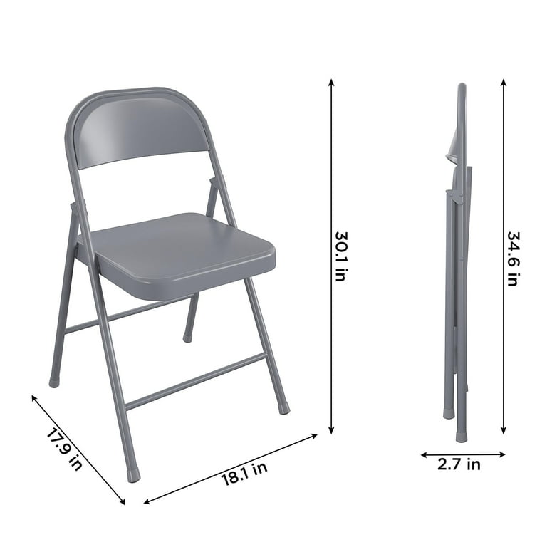 COSCO SmartFold All Steel Folding Chair 4 Pack Grey Walmart