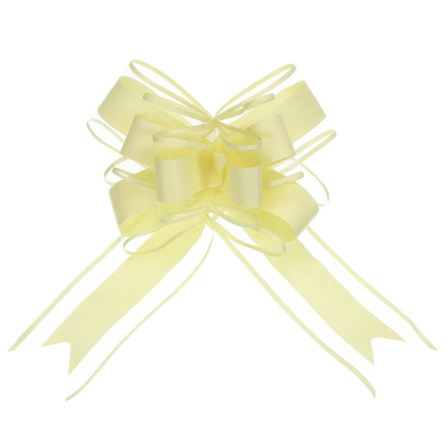 Unique Bargains 10pcs 9 Inch Extra Large Pull Bow Gift Wrapping Big Organza Bows Ribbon Yellow for Wedding Baskets Presents