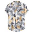 thumbnail image 3 of Hommes Été Mode Stand Col Strip Chemise à Manches Courtes Top, 3 of 6