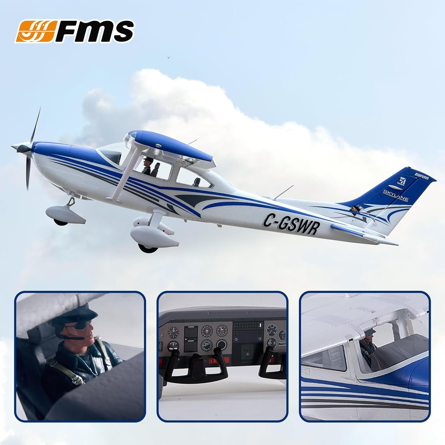 FMS 1500mm Cessna 182 PNP (No Radio, Battery, Charger)