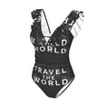 thumbnail image 4 of Yiaed Travel The World1 Print Women's Ruffled One Piece Swimsuit V Neck Swimwear Slimming Monokini for Woman-Medium, 4 of 8