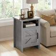 thumbnail image 2 of JUMMICO Farmhouse Nightstand, Modern Bedside Table with Barn Door and Shelf, Rustic End Table Side Table for Bedroom, Living Room (2, Grey), 2 of 14