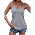 thumbnail image 3 of Xuanfei Women V Neck Solid Color Double Shouler Strap Sleeveless Tank Top, 3 of 7