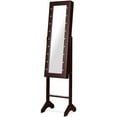 thumbnail image 2 of Patiojoy LED Lighting Mirrored Jewelry Cabinet Armoire Free Standing Dressing Organizer Coffee, 2 of 10