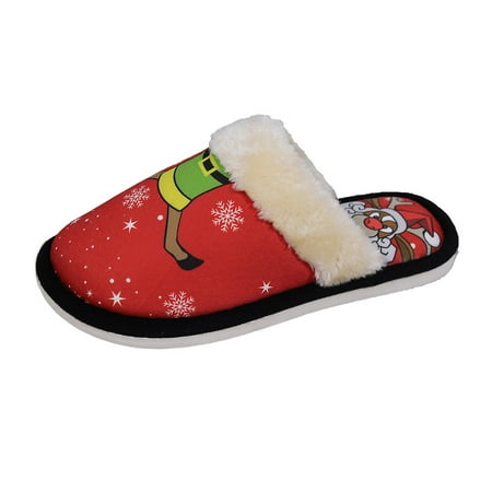 

Christmas Slippers for Women Men Indoor Bedroom Soft Comfy Cotton Fuzzy House Slippers Plus Size Non Slip Cartoon Cute Home Shoes
