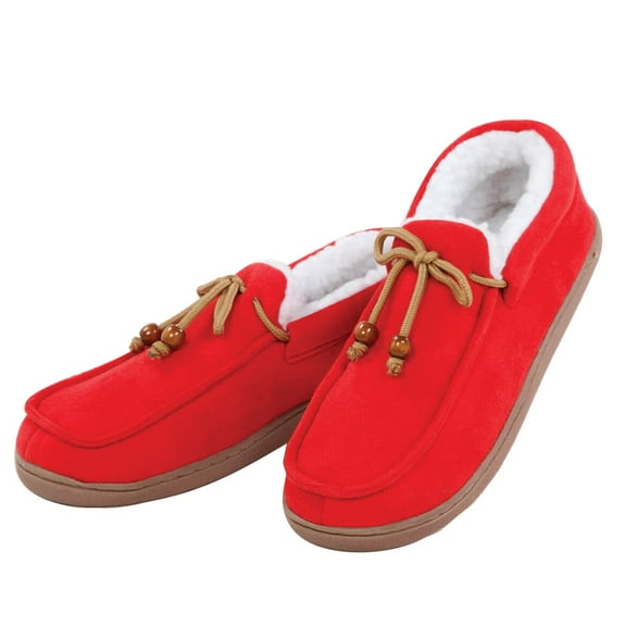 Mens Indoor/Outdoor Memory Foam Moccasins, Red, Small
