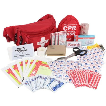 MediTac Lifeguard First Aid Kit, Fanny Pack/Hip Pack, Fully Stocked First Aid Kit With Adult & Infant CPR Combo Masks