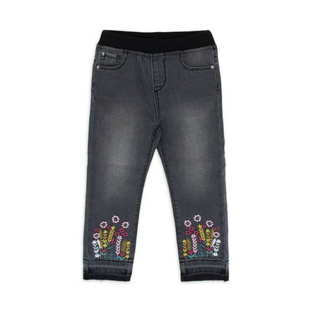 Wonder Nation Baby Girls & Toddler Girls Skinny Jeans with Embroidery (12M-5T)