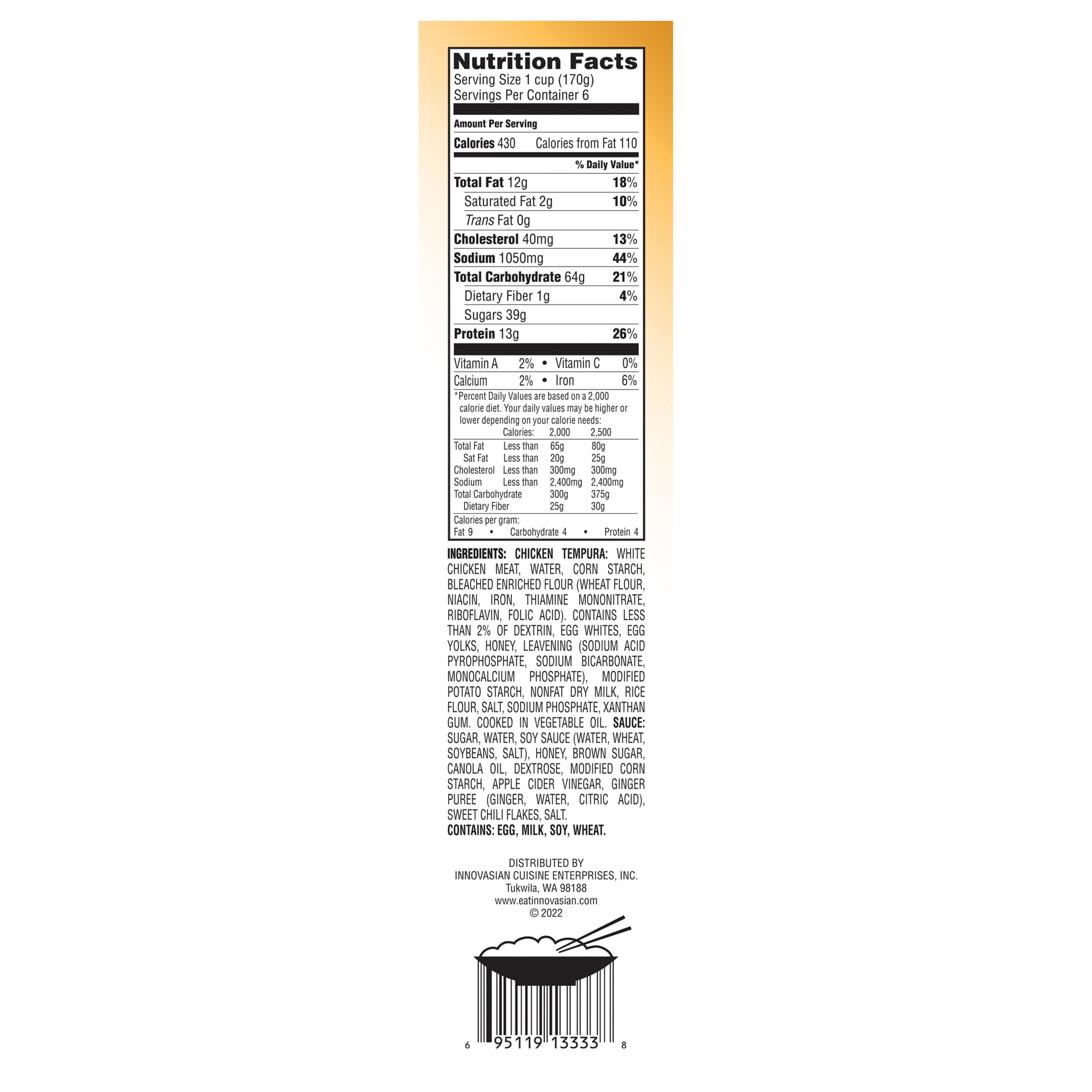 InnovAsian Crispy Honey Chicken, 36 oz (Frozen Meal)