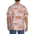 thumbnail image 5 of Lafuoo Gingerbread Houses Pink Wonderland Pattern Men's Cuban Collar Short Sleeve Shirt, Button-Down Resort Beach Pocket Shirt-Medium, 5 of 7