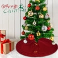 thumbnail image 4 of 18" Mini Red Knit Christmas Tree Skirt, Small Round Cable Knit Xmas Tree Collar with Solid & Striped Design, Cozy Farmhouse Holiday Décor, Tabletop Tree Base Cover, Rustic Winter Decorations, 4 of 5