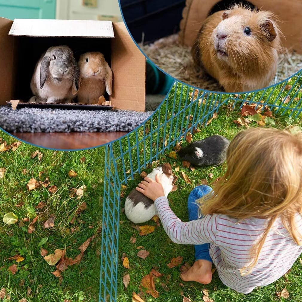 YRLLENSDAN 8 Panels 24”H Metal Dog Playpen, Portable Dog Fence for Yard and RV Camping, Foldable Pet Playpen for Indoor and Outdoor, Blue
