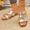 thumbnail image 6 of ShiShine Womens Flat Slide Sandals Cross Strap Comfortable Wide Width Casual Walking Beach Summer Slip On Sandals, 6 of 9