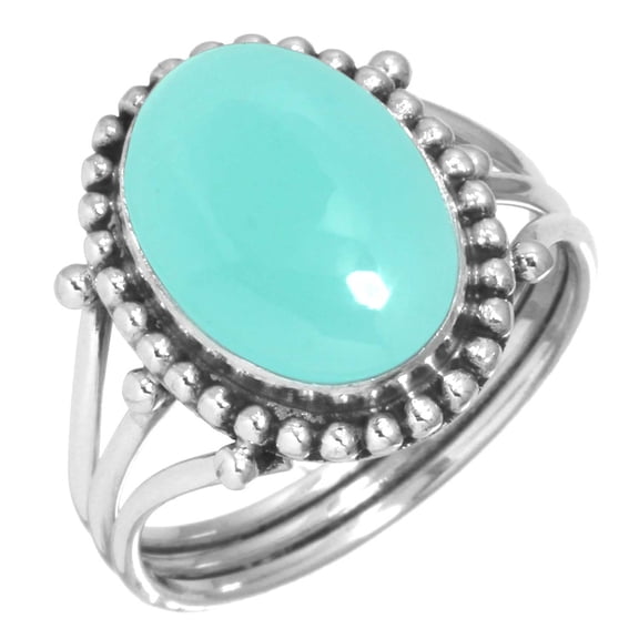 925 Silver Ring For Women - Men Aqua Chalcedony Stone Silver Ring Size 10 March Birthstone Fashion Silver Ring Size 10 Gift For Girl Friend On Engagement 925 Gemstone Silver Jewelry