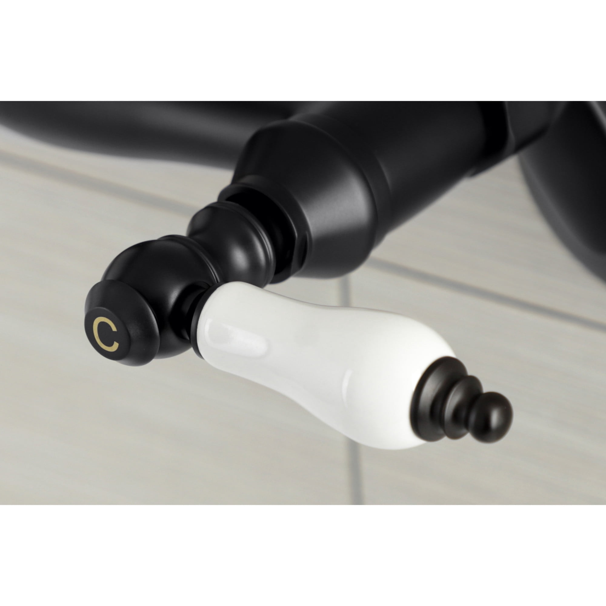 Kingston Brass KS512MB Kingston Two-Handle 2-Hole Wall Mount Bar Faucet in Matte Black