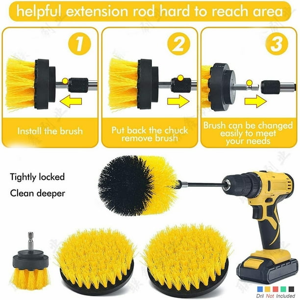 Electric Drill Brush Head Drill Brush Attachment Set Kitchen Cleaning Drill Brush Bathroom Cleaning Drill Brush Electric Drill Brush Head Labor Saving Efficient Drill Brush ANGGREK Otros