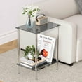 thumbnail image 5 of Tempered Glass Side Tables Set of 2 Acrylic End Table with 2 Storage Shelve transparent Bedside simplicity clear 2-Tier Nightstands for small Spaces Office Bedroom Living Room Study black, 5 of 16