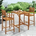 thumbnail image 4 of Gymax Set of 2 Acacia Wood Barstools 29'' Bar Chair w/ Sector Backrest & Slatted Seat, 4 of 8